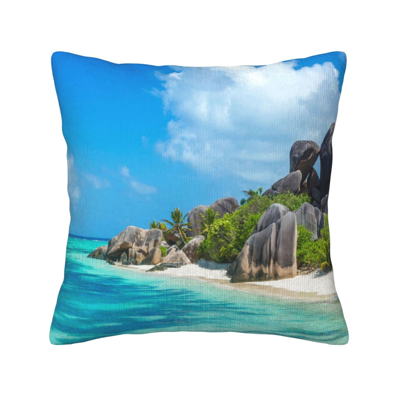 Housses de coussin velours côtelé plage mer carrées décoration