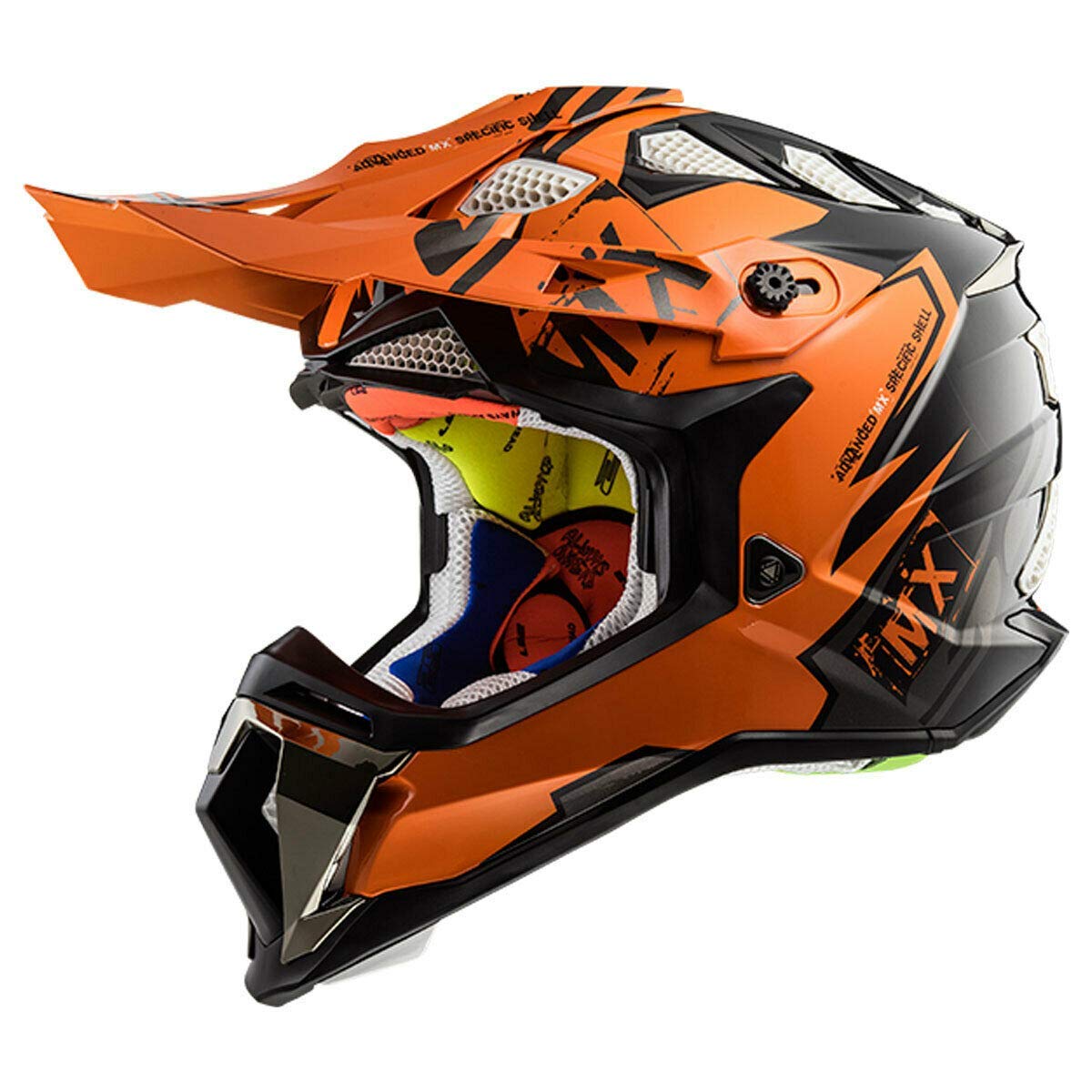 Motocross LS2 MX470 Subverter Emperor Motorcycle Helmet Quad MX Cross Scooter Sport Off-Road ATV Enduro Dirt Pit ATV Crash Scooter Racing ECE Certified Helmet, Black/Orange
