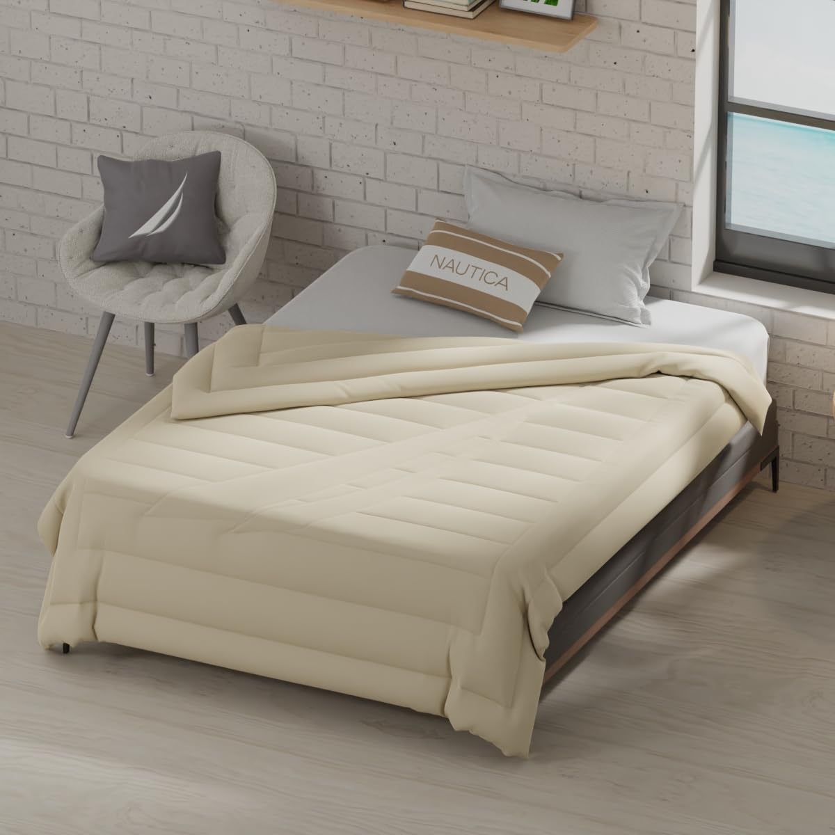 NAUTICA Ultra Soft Luxurious Comforter for All Weather -1pc Double Size (Signature) | 110GSM | Anti-Microbial Protection Solid-Pearl-picture-16