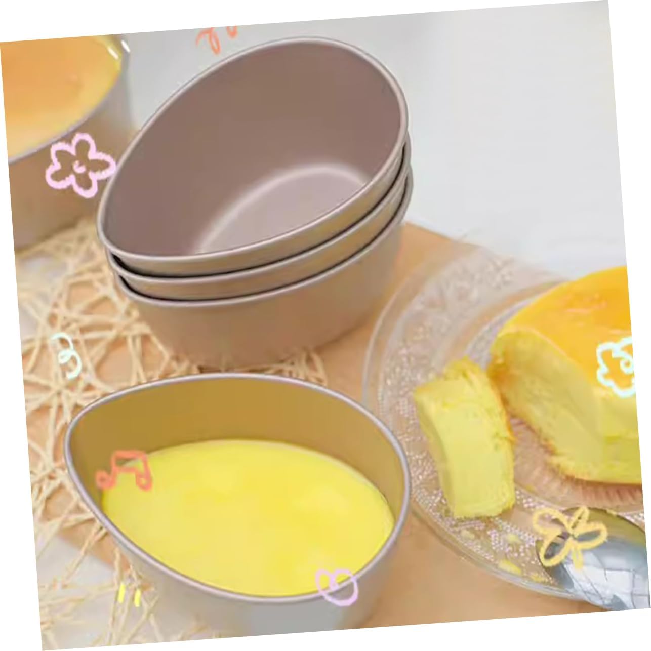 2pcs Sturdy Egg-shaped Carbon Steel Steamer Bowls Easy Clean Pudding Cups for Cooking Eggs Versatile Steaming and Food Bowls for Home Use