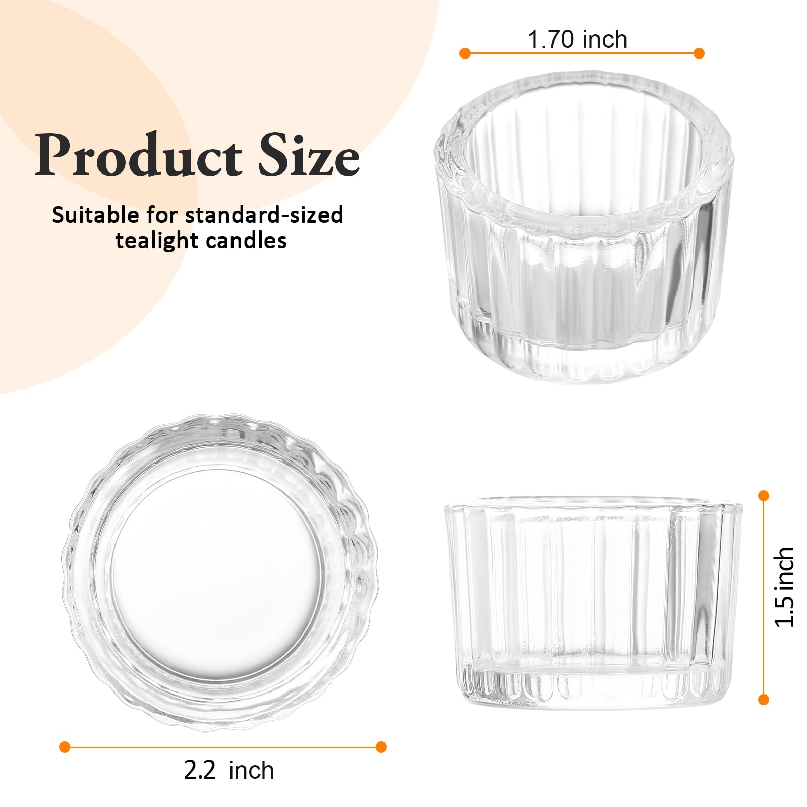 GOLDEAL 12 Portacandele In Vetro Trasparente – Per Tealight, Diametro 5,4 Cm, Per Matrimoni E Centrotavola - 2