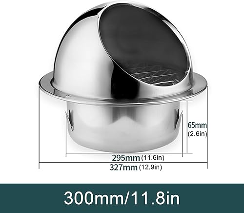 Miniatura 4 de Campana extractora de tubo de escape, cubierta redonda de salida de ventilación de pared, tapa de chimenea de acero inoxidable 304, rejilla de