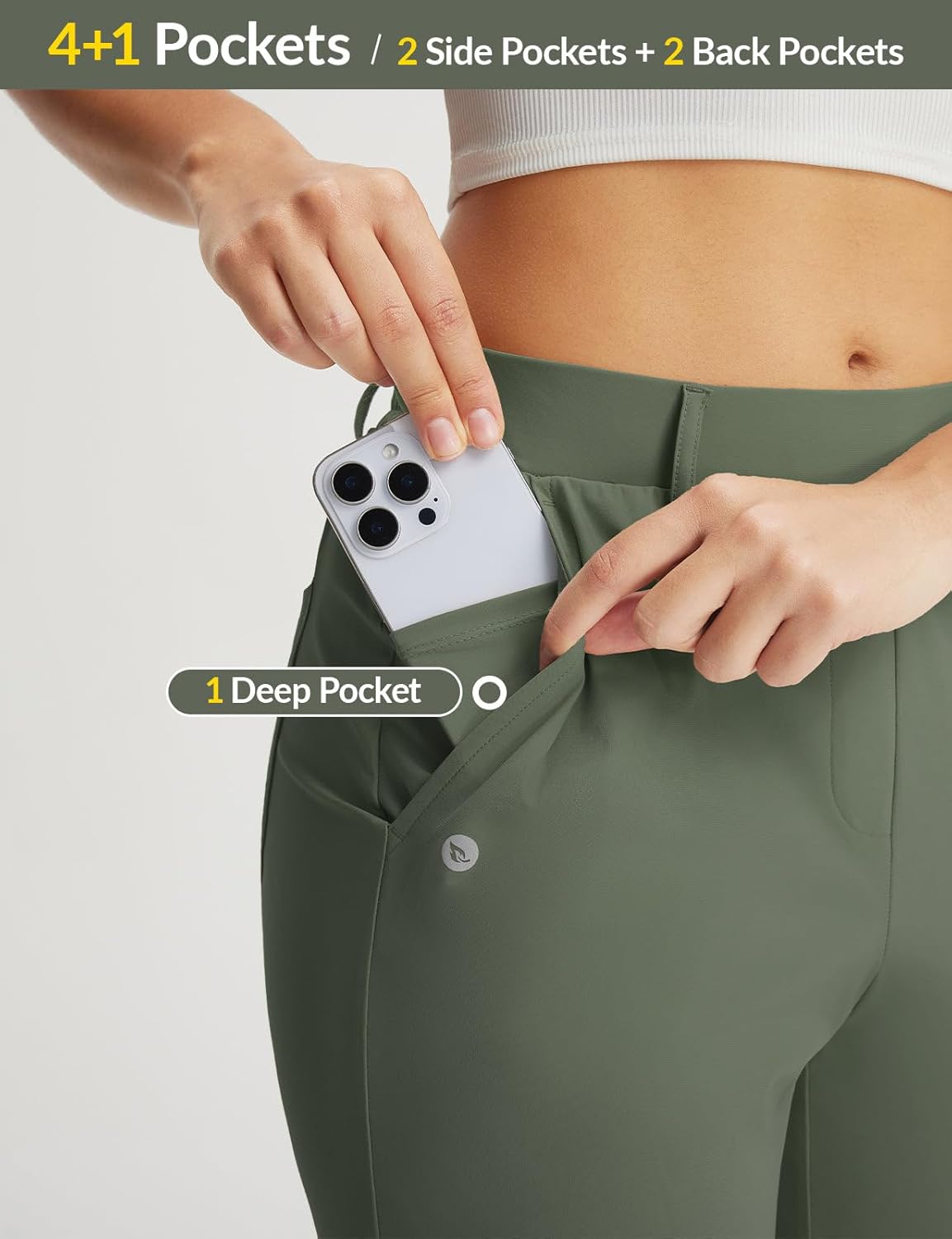 baleaf Women's Golf Pants with Belt Loop Deep Pockets Stretch Travel Casual Work Petite Ankle Slacks Lightweight - Image 4