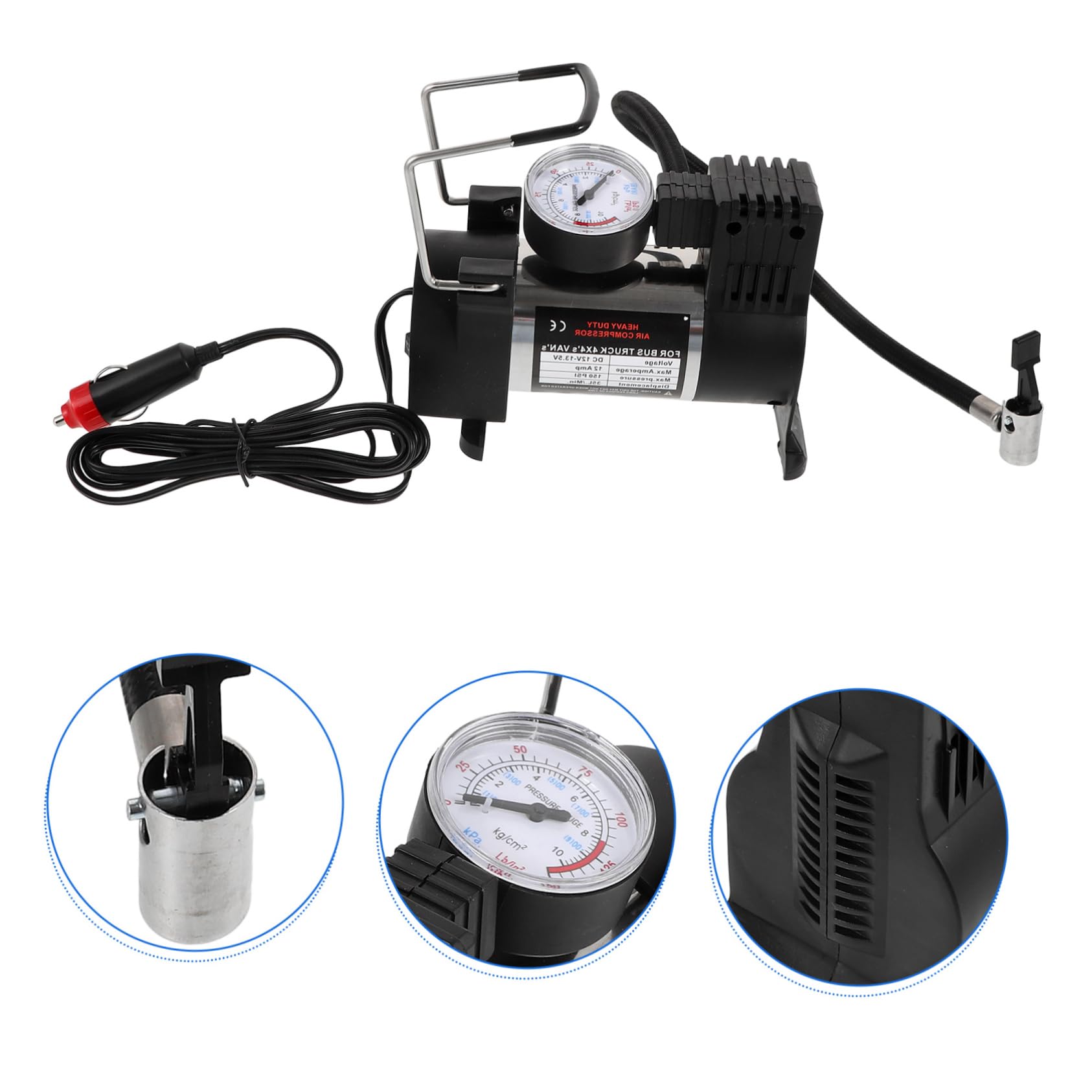 PartyKindom Gonfiatore Pneumatici Auto Pompa ad Aria Elettrica Portatile Compressore Aria Compatto per Biciclette Moto Veicoli