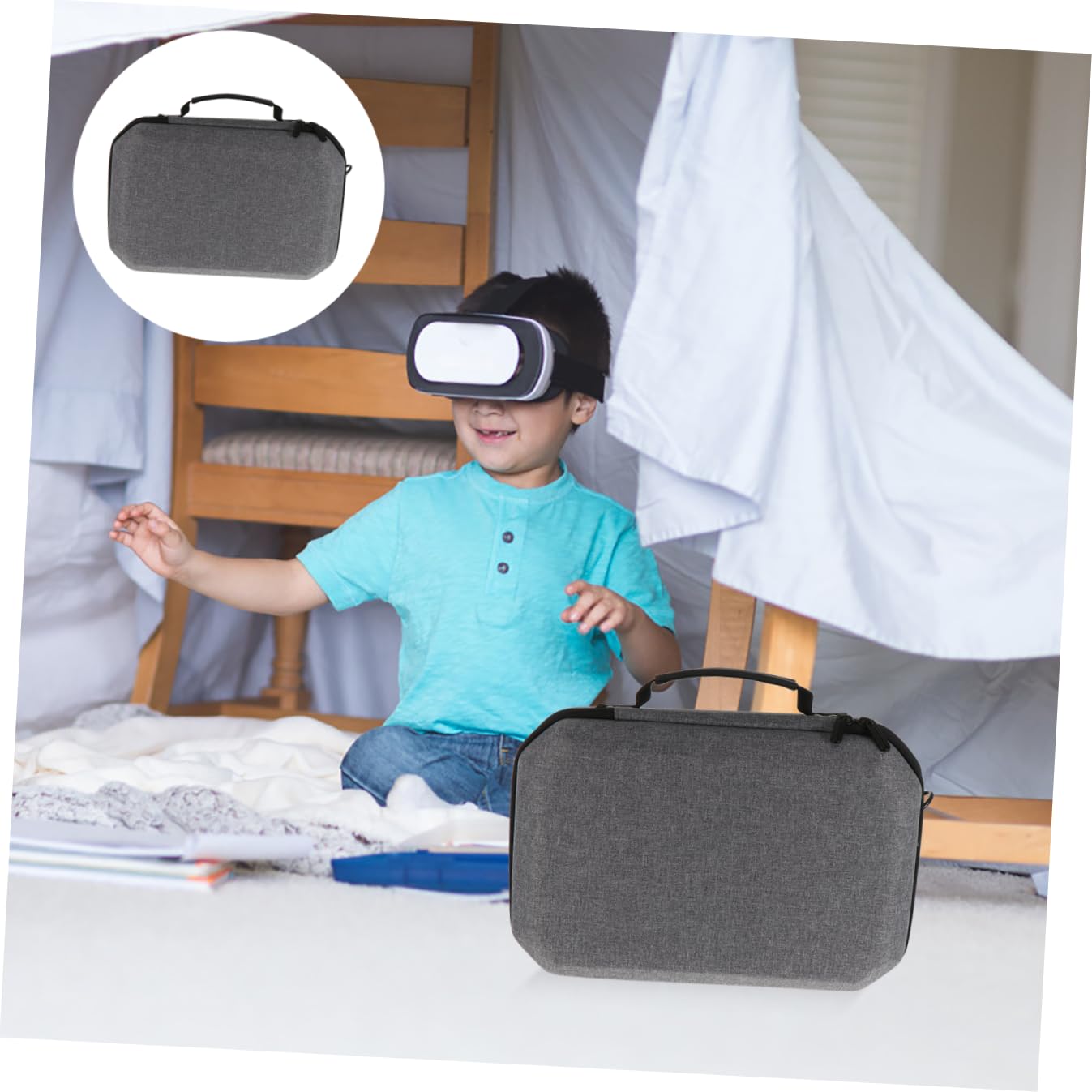 Angoily Bolsa de Almacenamiento para Gafas VR Bolsa Antigolpes Estuche de Transporte Compatible con Visores de Realidad Virtual Funda Protectora de Eva para Escenario de Viaje