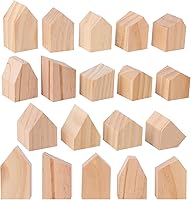 Geytetqi 42PCS Unfinished Wood House Blocks, 14 Sizes Wooden Houses for DIY Crafts, Home Decor, Halloween Christmas Shelf Signs