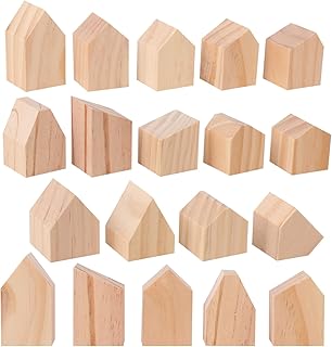 42 PCS Unfinished Wood House Shaped Blocks, Wooden Houses for Crafts, Arrow Shape Wooden Blocks for DIY Home Kitchen Shelf Coffee Bar Table Decoration for Halloween, Christmas(14 Size)