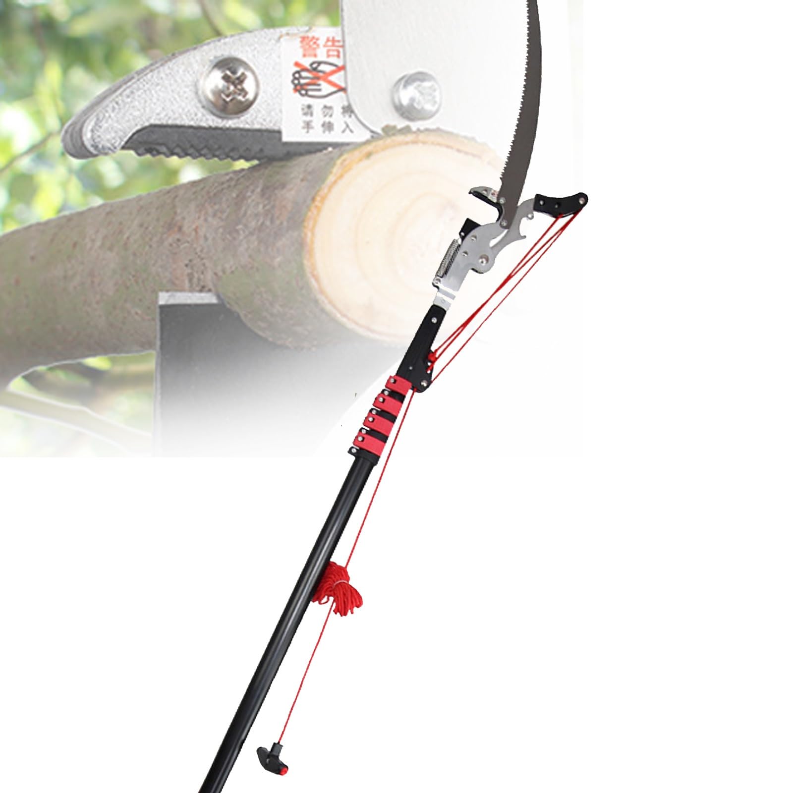 Telescopic Tree Pruner Pole Pruning Saw with Scissors,Garden Telescopic Tree Pruner,Extendable Ratchet Pulley Pole Hand Lopper Scissor,300mm Saw 35mm diameter Max cutting(3.6M (12FT))