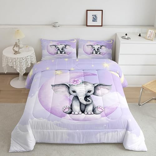 Miniatura 7 de Manfei Juego de edredón geométrico moderno tamaño King, juego de ropa de cama morado y gris, 3 piezas para niños, adolescentes, decoración de