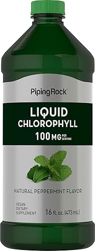 Piping Rock Gotas líquidas de clorofila de 100 mg 16 oz Sabor natural de menta Fórmula vegetariana, sin OMG y sin gluten