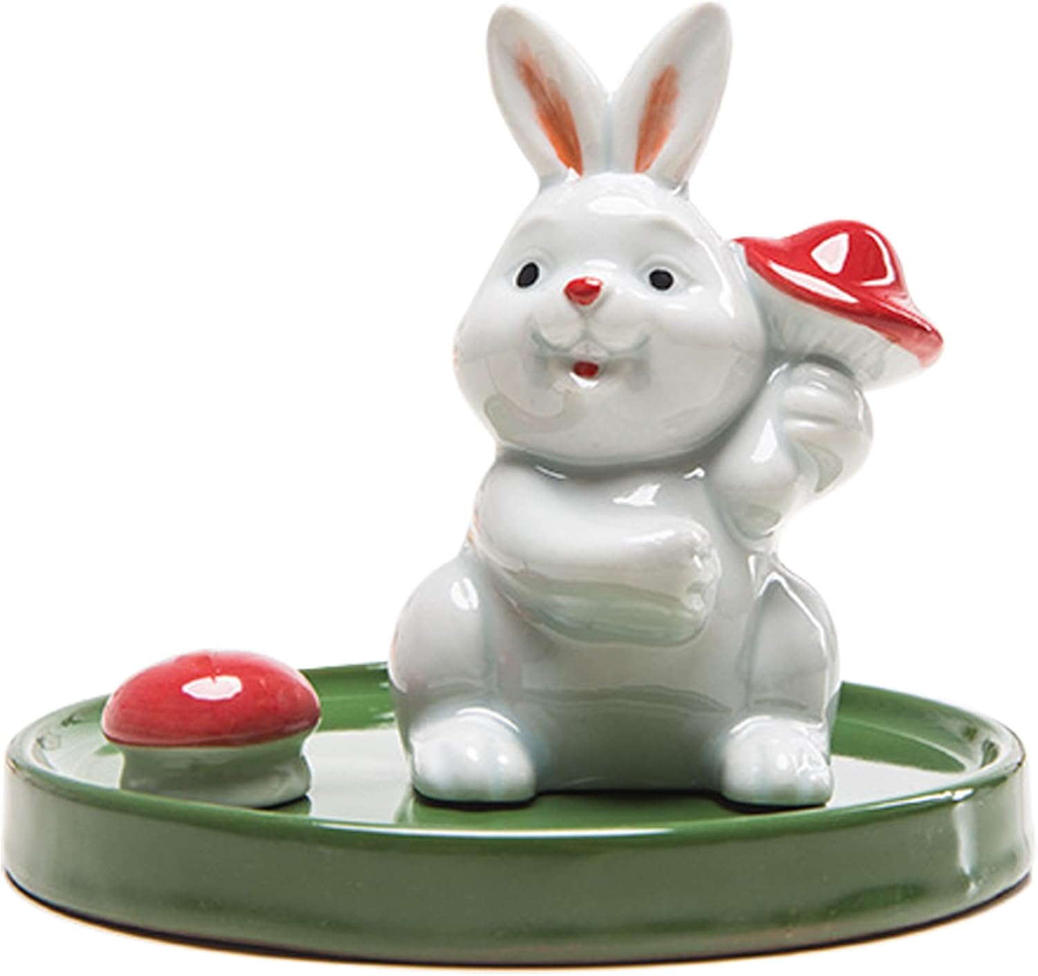 MKLZ Cute Mushroom Incense Holder, Ceramic Incense Tray for