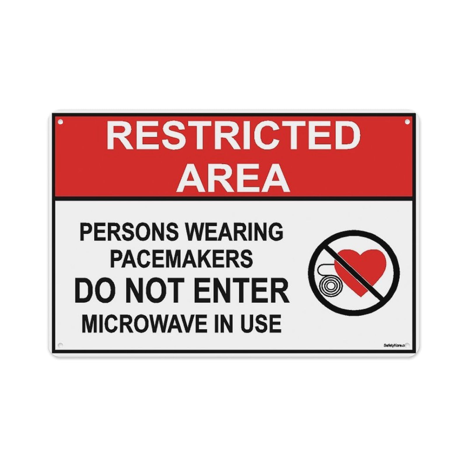 Peiyeety A06 Pacemaker Restricted Area Sign Aluminum Tin Warning Signs For Home Outdoor Garden 8X12 Inches