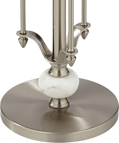 Miniatura 9 de Studio 55D Monique - Moderna mesa redonda de metal de níquel cepillado de 20 pulgadas de ancho, bola de mármol transparente plateada para espacios,