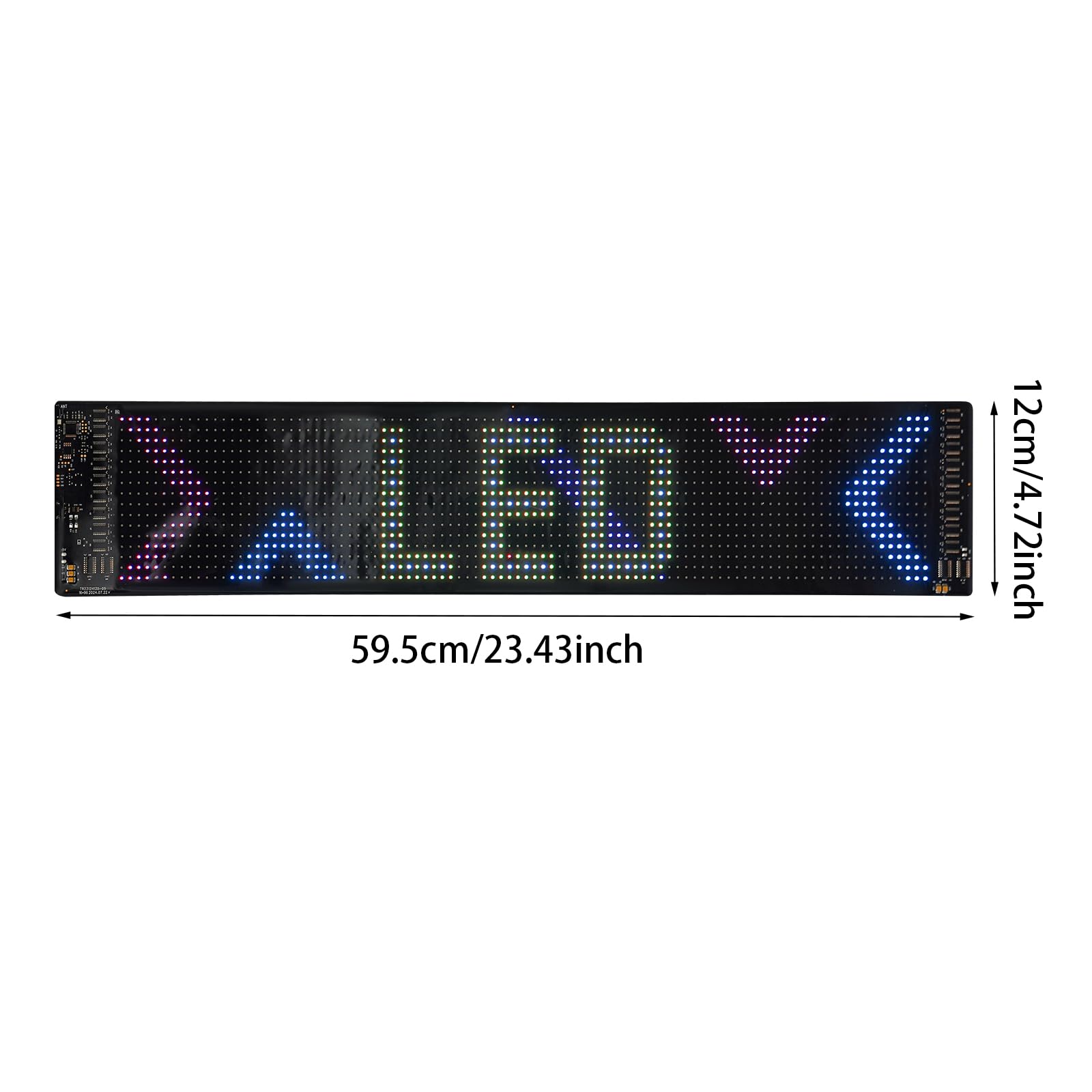 Tablero de indicadores LED 59,5 x 12 cm flexible LED con protección IP65, control de aplicación y mando a distancia, placa de nombre programable 0,22 kg, cartel portátil para coche, tienda y bar