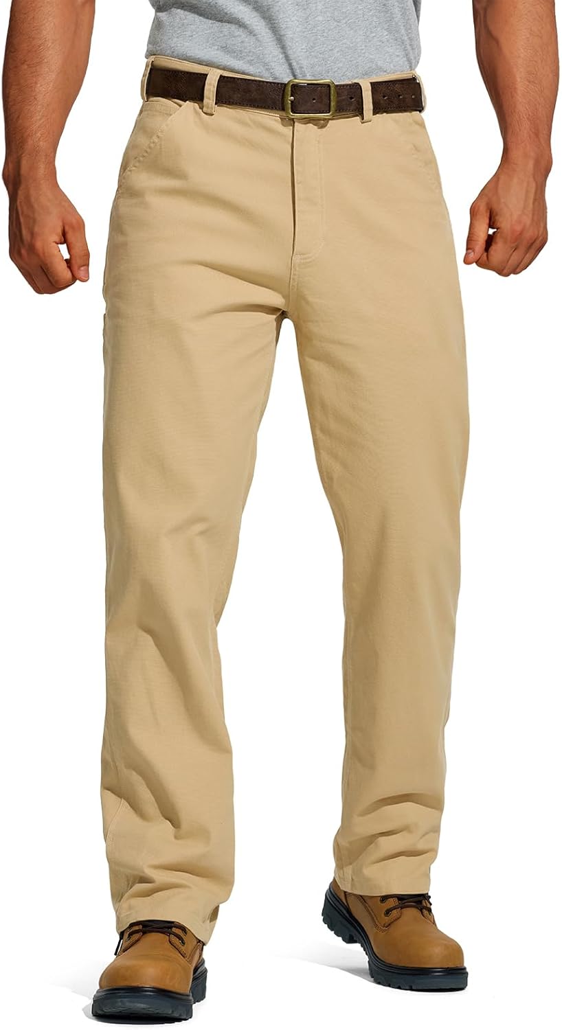 HISEA Flex Work Pants for Men Construction, Mens Stretch Canvas Utility Pants with 7 Pockets