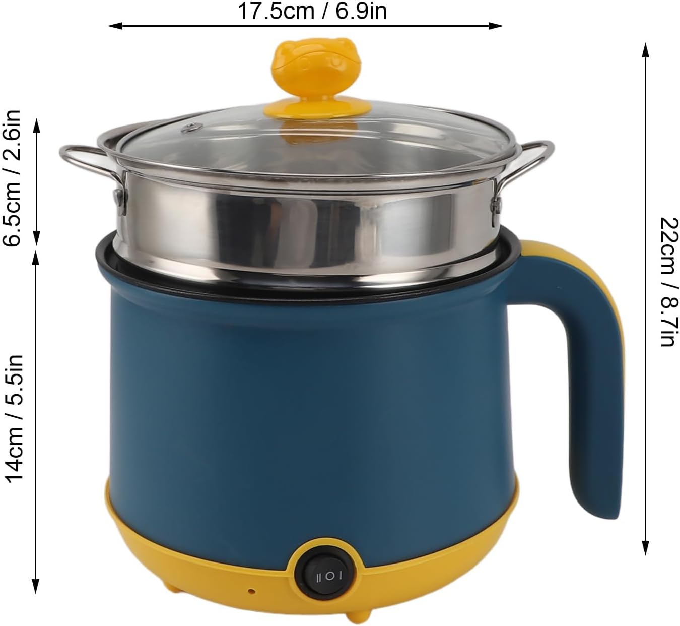 Electric Mini Hot Pot, 1.8L 600W Non Stick 2 Levels Adjustable Stainless Steel Electric Pot Electric Cooker Rapid Noodles Cooker