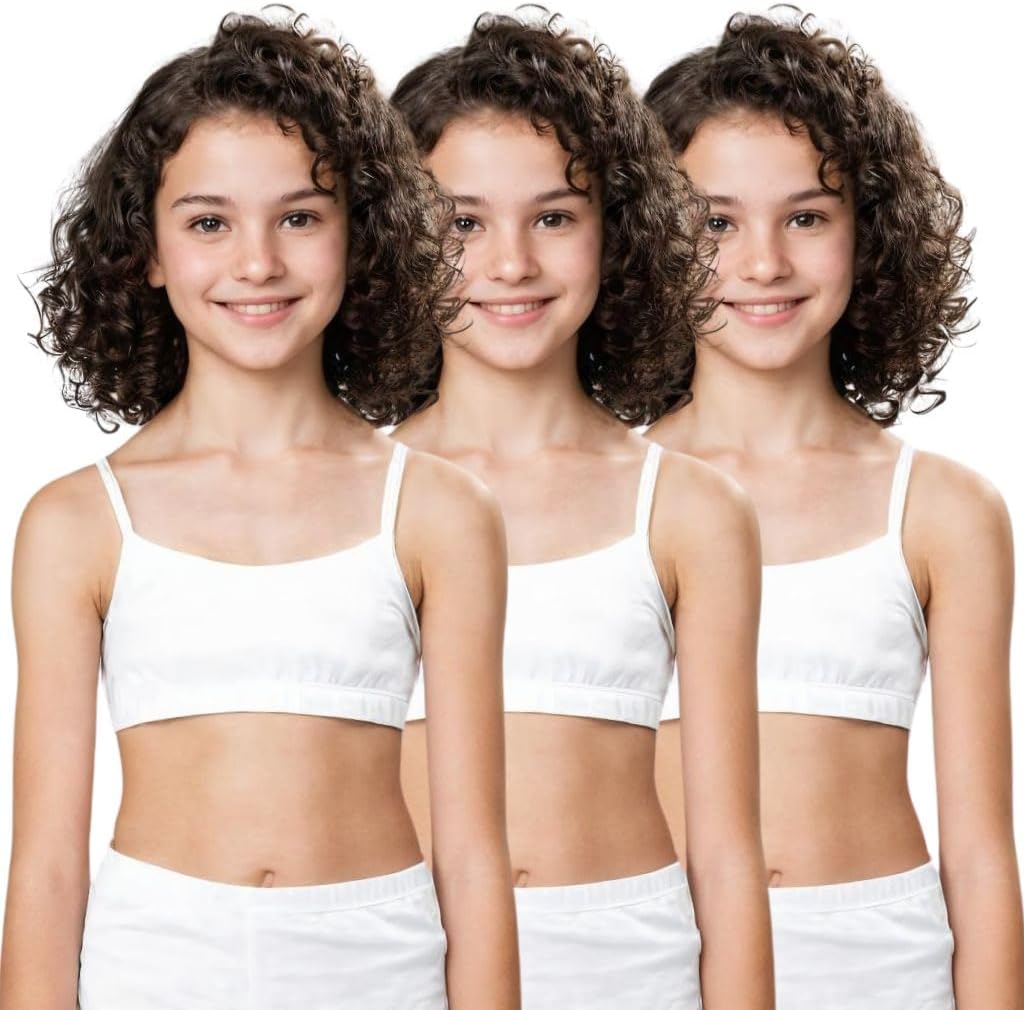 Adira | Beginners Bra for Girls 13-14 Years | Flat Padding for Nipple Coverage | Comfortable Strecthy Cotton | Comfy-Breathable Beginners Bra & Super Soft Material | Pack of 3