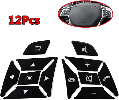 Miniatura 8 de 12 unids negro volante botones cubierta decoración interior ajuste reemplazo para Mercedes-Benz Accesorios A B C E SLK SL ML GL ClA GlA W176 W212