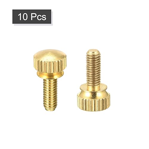 Miniatura 26 de uxcell 5 tornillos moleteados para el pulgar, pernos de hombro de latón M5 x 0.472 in, perillas de agarre escalonadas para PC, electrónicos