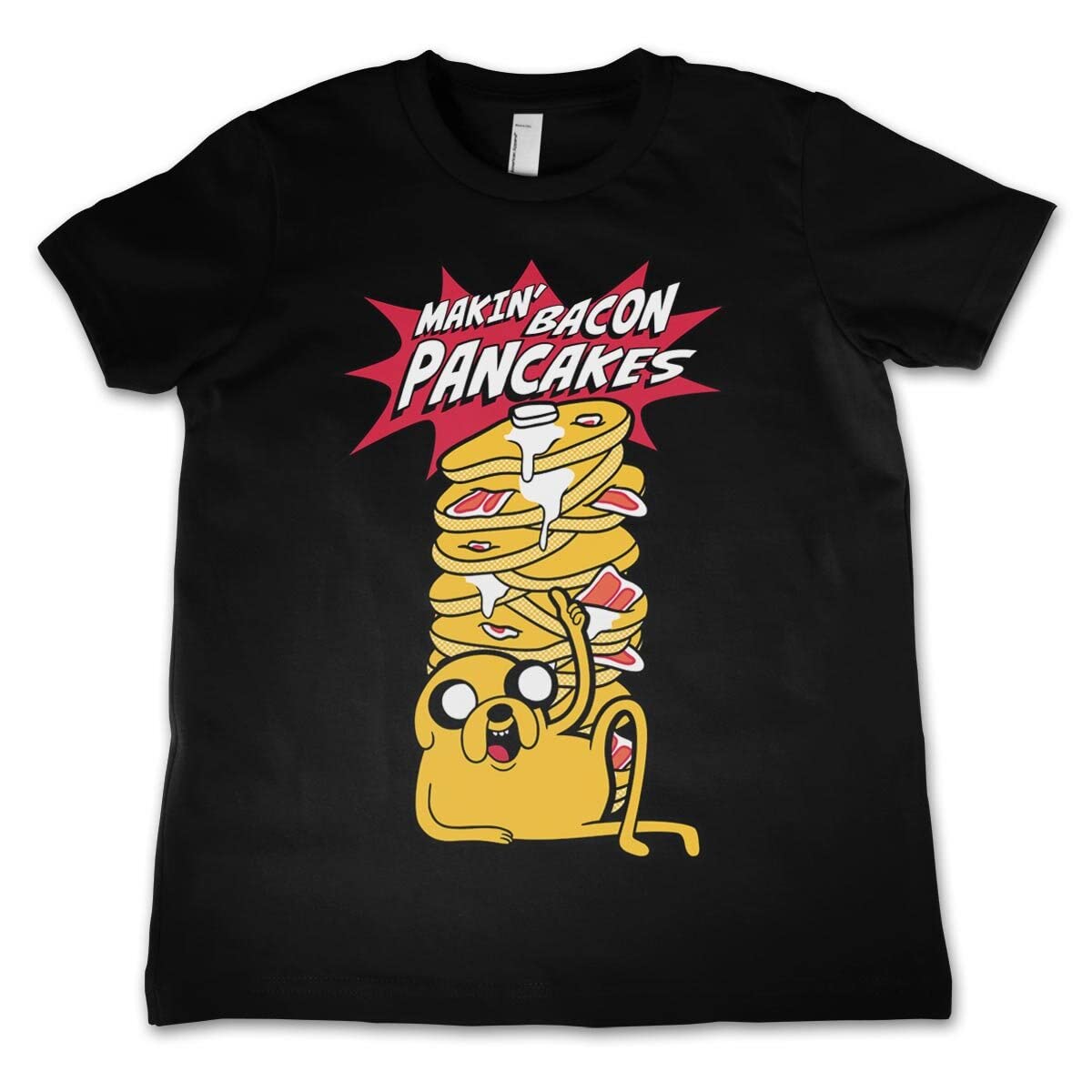 Adventure Time Black Officially Licensed Makin' Bacon Pancakes Kids T-Shirt (Black), 12 Years