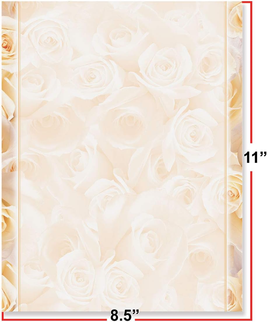PaperDirect Vintage Cream Rose Elegance Engagement, Graduation, Valentine, Invite, Stationery, Border Paper, Letterhead 8.5 x 11, 100 sheets, Elegant Premium Writing Paper, Decorative Printer Paper
