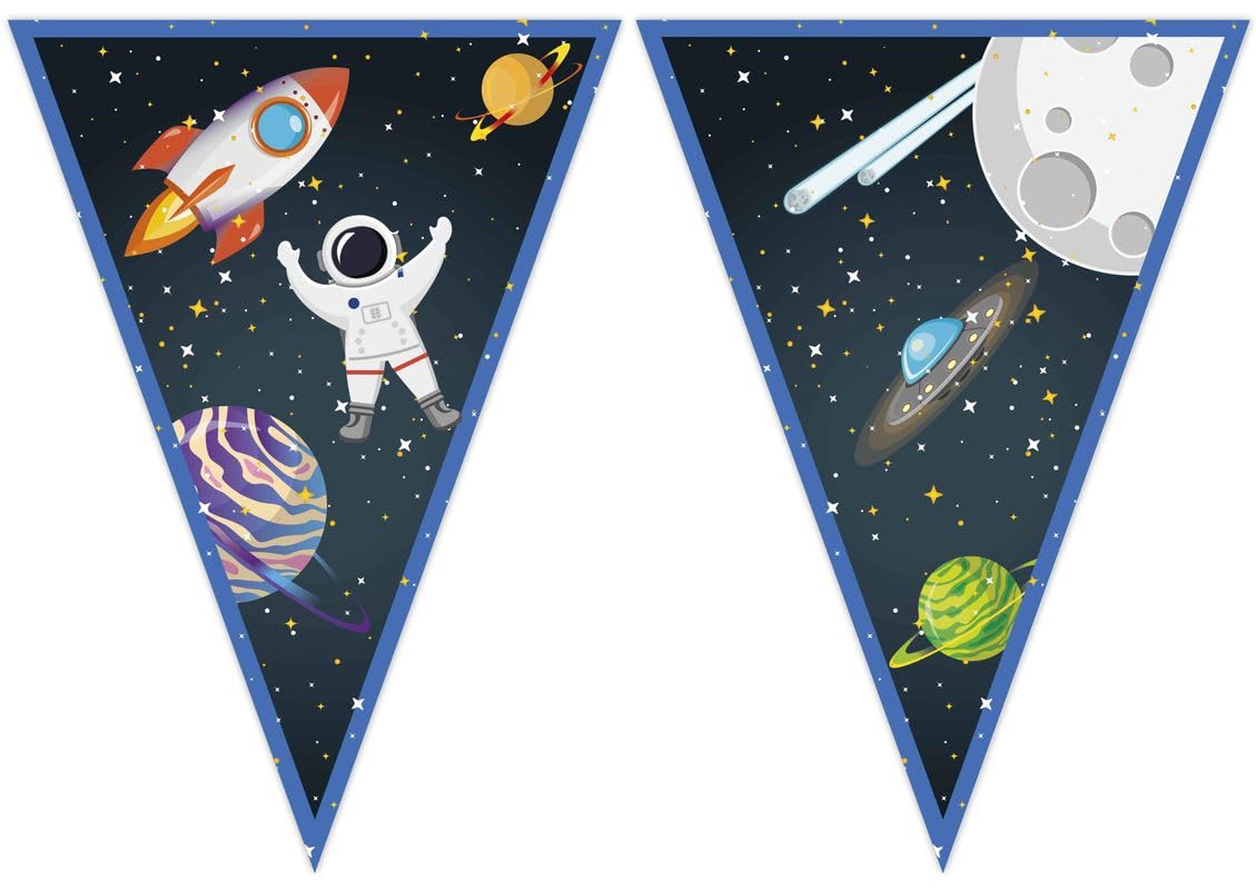 Procos - Rocket Planets Astronaut Rocket Space Party 9 Flags in FSC Paper, PR93739, White
