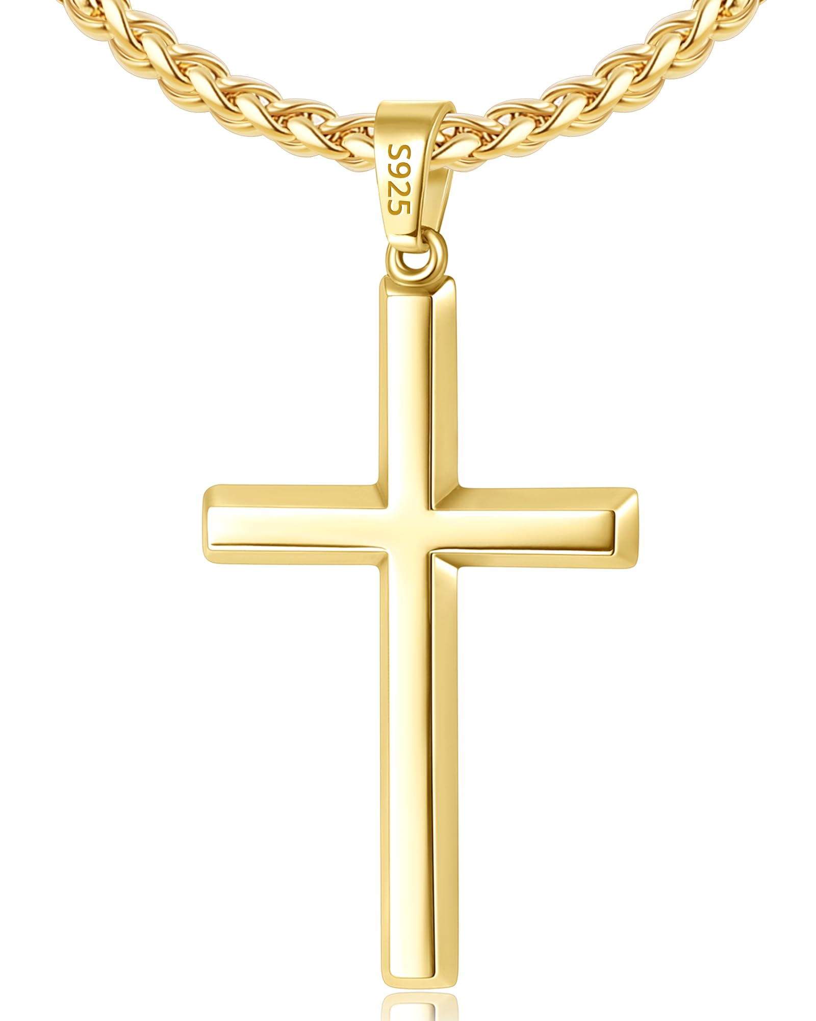 Italian 925 Sterling Silver Cross Necklace for Men