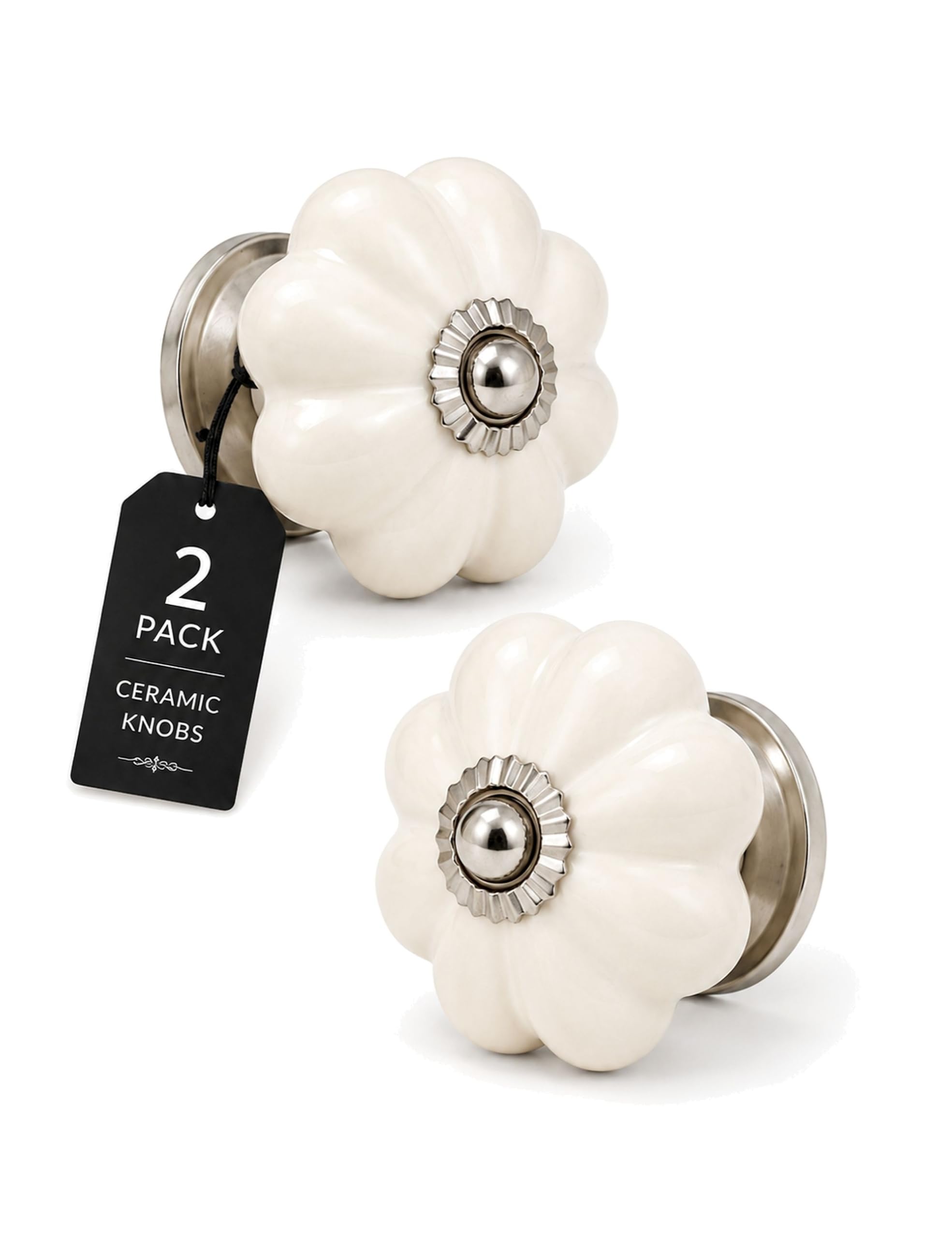 Alworg Ivory Antique Dresser Knobs 2 Pack - Vintage Drawer Pulls