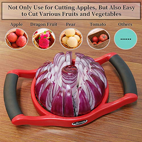 Newness Apple Slicer Corer, 16-Slice [Large Size] Durable Heavy Duty Apple Slicer Corer, Cutter, Divider, Wedger, Integrated Design Fruits & Vegetables Slicer For Apple, Potato, Onion And More, Red #TOP6