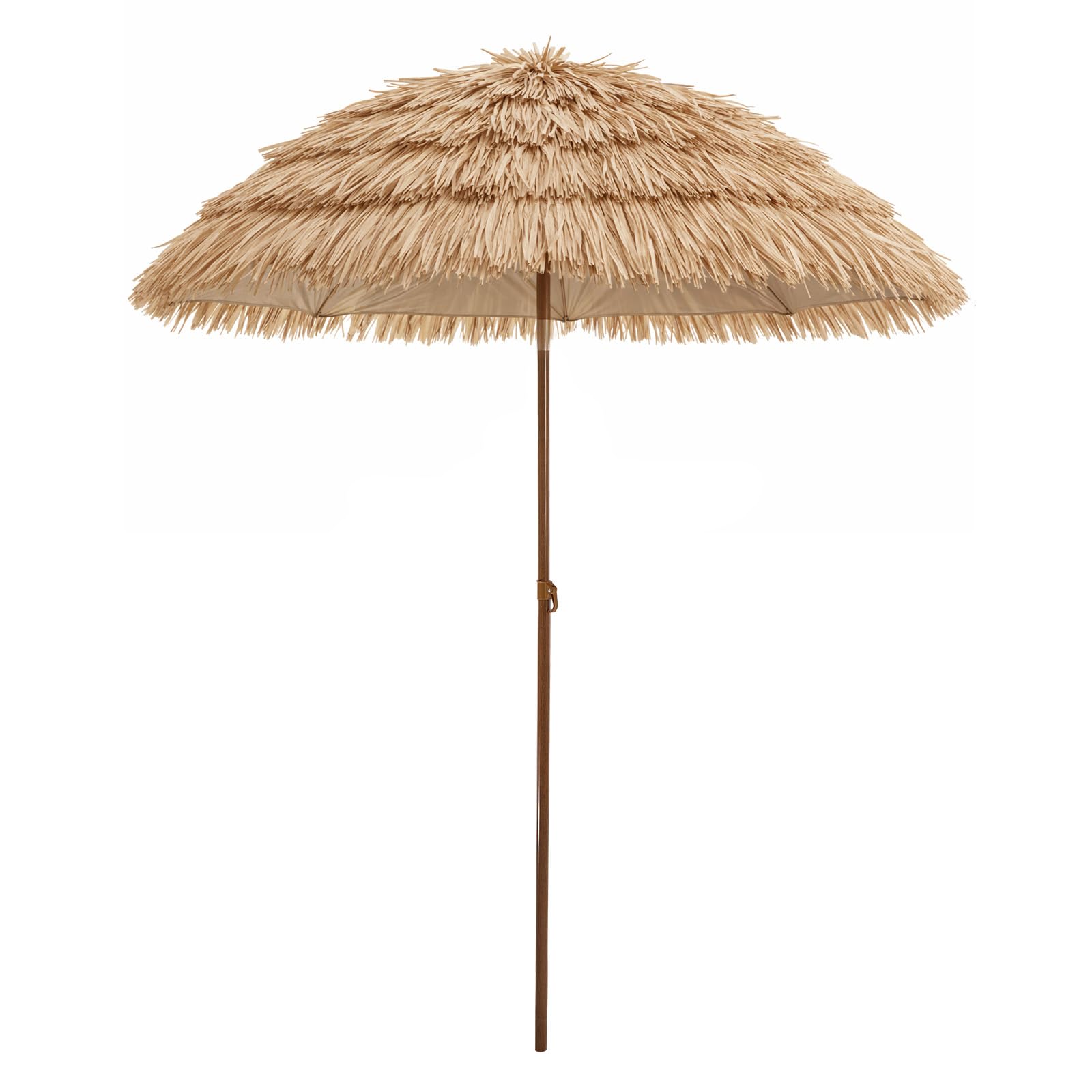 GreenWhim Tiki Thatched Patio Umbrella Tropical Garden Parasol with Tilt Function Straw Effect Outdoor Sun Shade for Patio Balcony Poolside Beach Decor (D: 180cm)