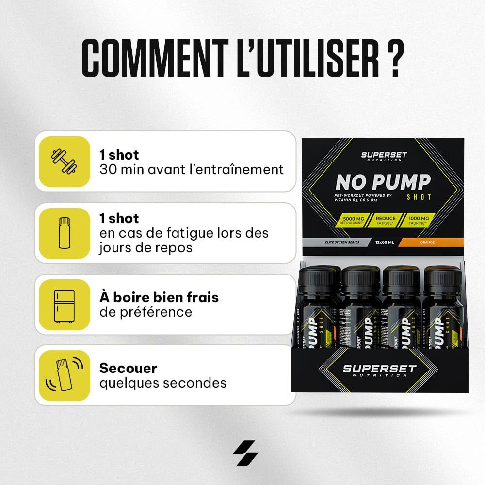 Superset Nutrition | No Pump Shot (12x60ml) | PreWorkout | Formule spéciale pour entraînements intenses ! - Orange