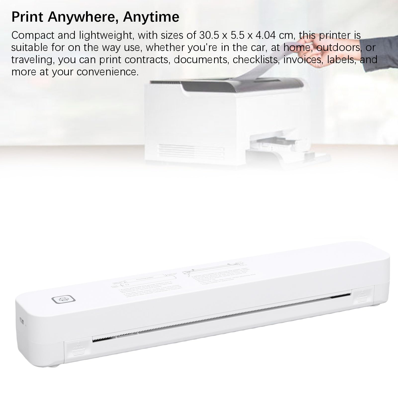 Stampante Portatile, Termica Wireless Senza Inchiostro, Supporta 8,5 X 11 Pollici/A4/A5, Batteria Integrata con Spegnimento Automatico, Compatibile con iOS//Laptop