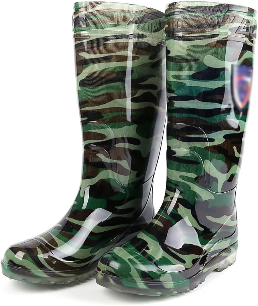 CLSQLXYJZC Durable Camouflage Rubber Boot, Mid Calf Muck Waterproof Insulated Fishing Boots with Steel Shank, for Agriculture Working Slip Resistant Knee Boots