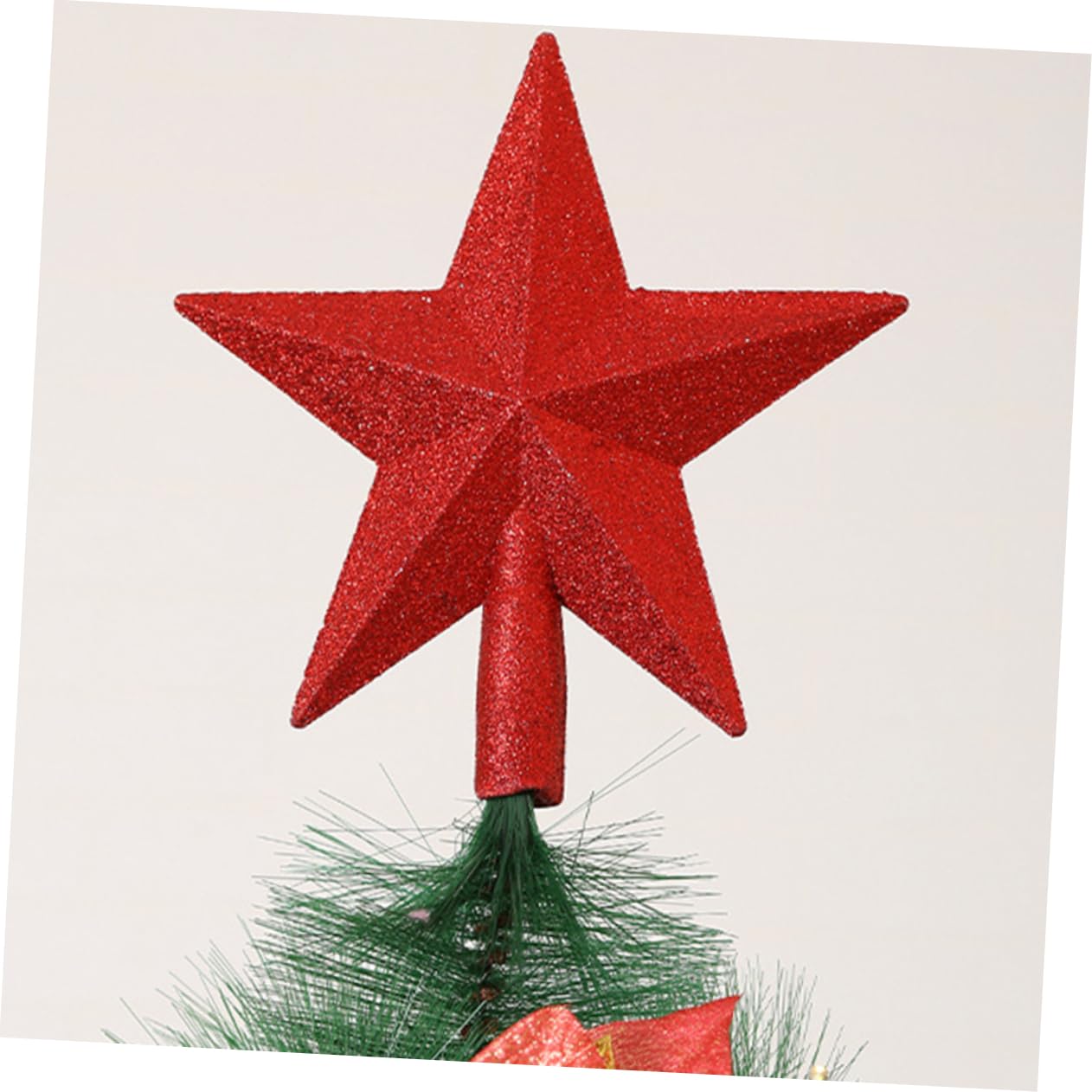 Étoile de Sapin de Noël Ambiance Festive et Design Unique en Plastique 20 Cm Rouge Décoration Créative à Cinq Branches pour Bureau ou Fête de Noël