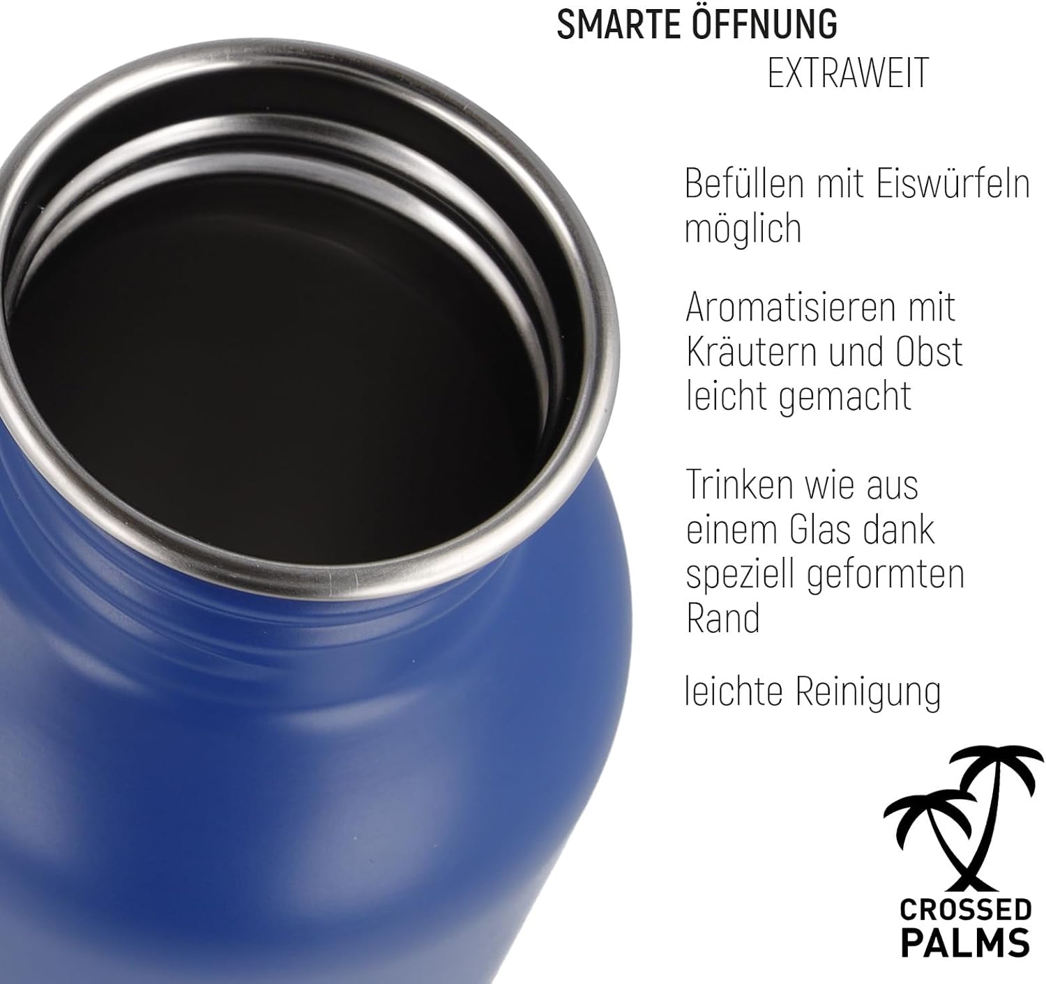 Stainless Steel Water Bottle, 750 ml, Blue, 7.1 x 24.3 cm, BPA Free, Leak-Proof, CP-10030