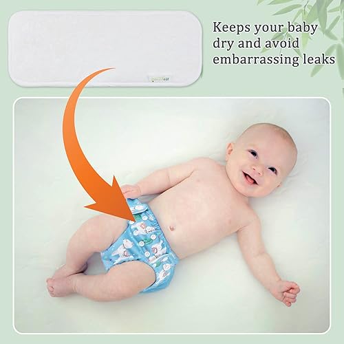 Miniatura 4 de wegreeco Paquete de 12 insertos reutilizables suaves de 4 capas para pañales de tela para bebé, forros lavables de alta absorción