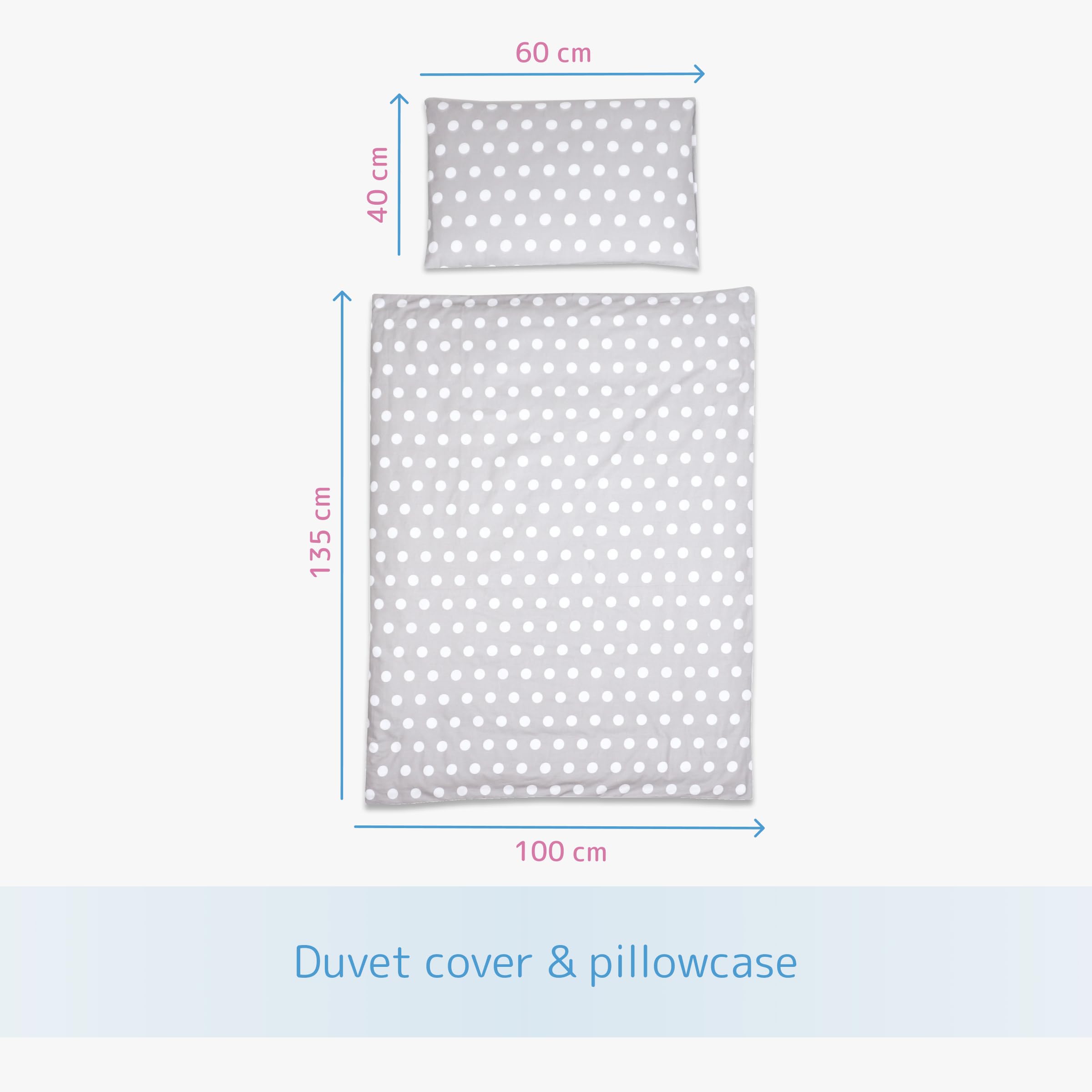 Baby Comfort Parure de Lit 2 Pièces Lit Bébé (Housse de Couette 135x100 cm et Taie d'oreiller 40x60 cm) - Motif 14