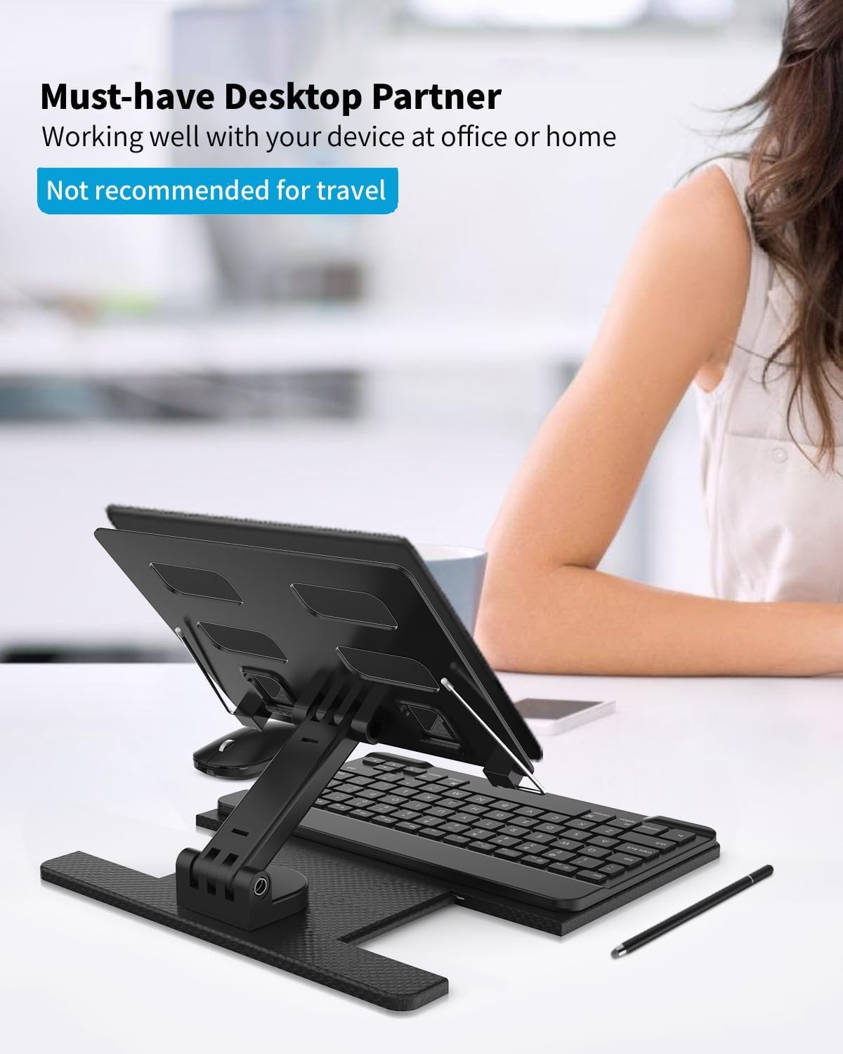 Desk Stand and Bluetooth Keyboard Combo for Google Pixel 10 9 Pro Fold, 4 in 1 Set Include Mouse Pen, Adjustable Foldable Stand Holder Fits for 4.7"-13" Smartphones Tablet