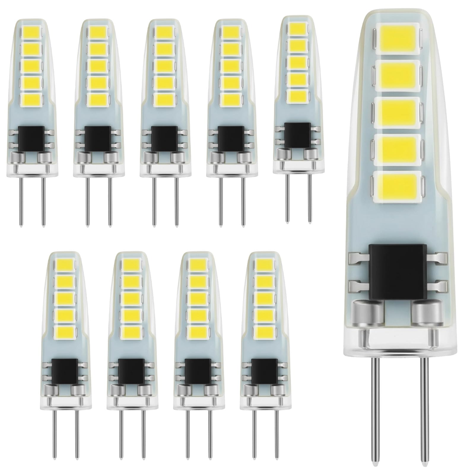 Lumoia 10Pcs G4 LED Bulbs Cool White 6000K 2W 220-240V, 20W Halogen Bulb Equivalent 360° Beam Angle 200LM Non-Dimmable Energy Saving Capsule Light Bulbs for Landscape Cabinet Chandelier Home Lighting