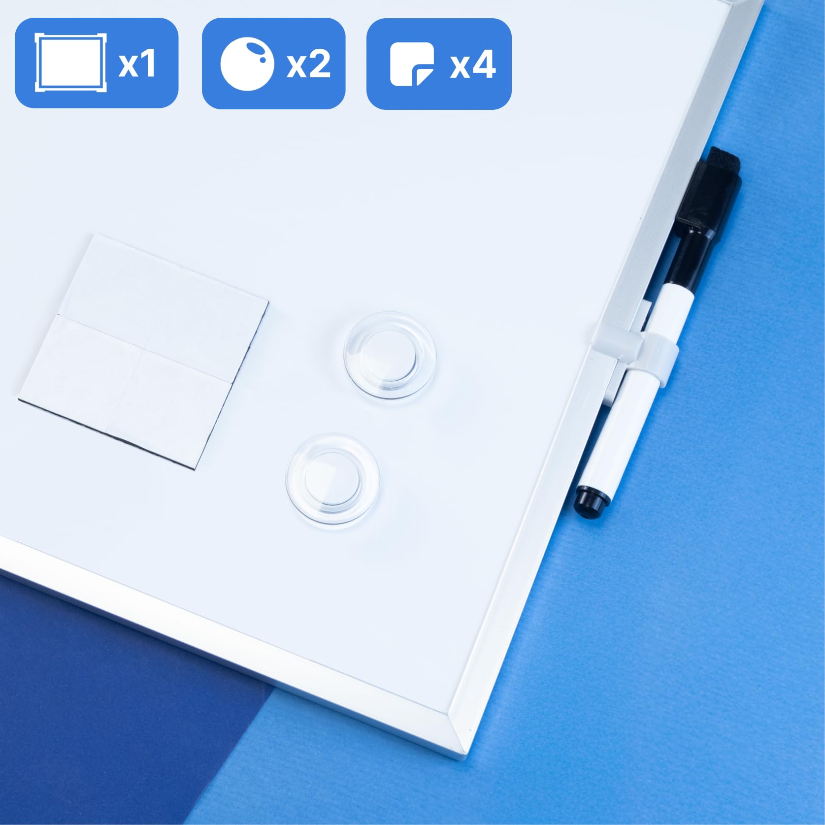 Raylu Paper® - Mała magnetyczna tablica suchościeralna z aluminiową ramą do domu i biura, w tym czarny marker z gumką, magnesem i podkładkami do montażu na ścianie (35 x 28 cm)