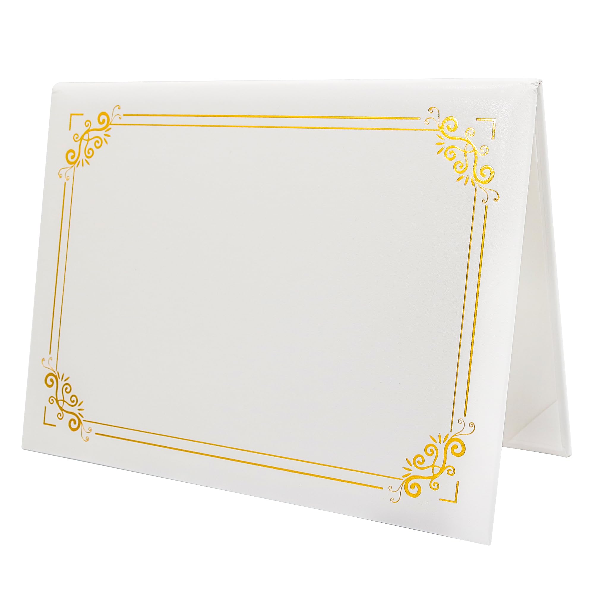 GraduationMall Diploma Cover Certificate Holder with Gold Foil Border for A4 Award Paper Classic Smooth White - Image 2