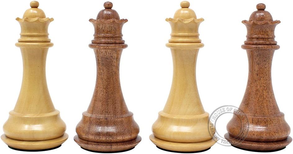 House of Chess - Rio Staunton Wooden Chess Piece - King Height: 3.75" (95 mm) - 2 Extra Queens - Weighted