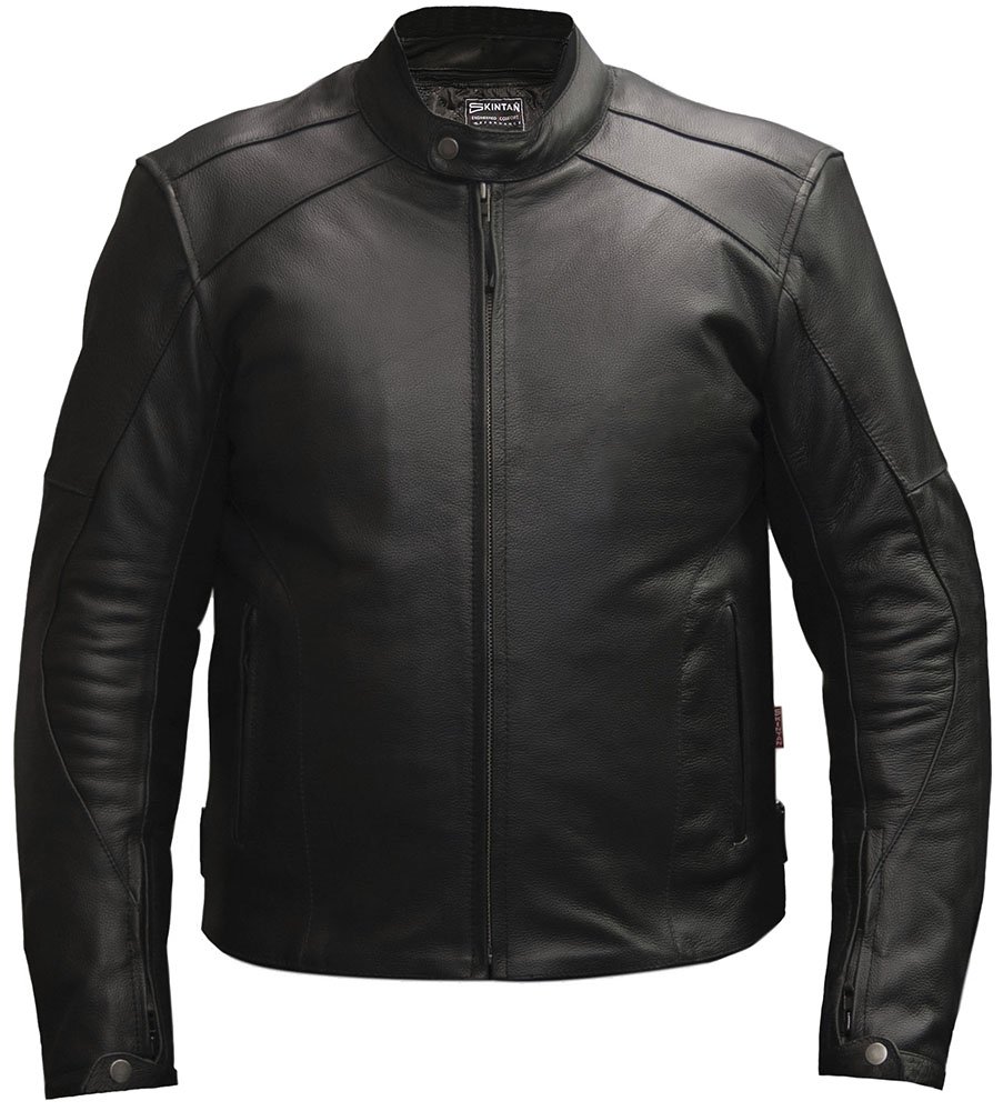 Skintan Men's Black Cowhide Leather Motorcycle Jacket With Ce Armour Uk 38