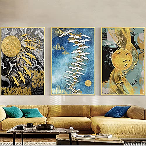 Toile Peinture Abstraite KEBIA | Habiller un Grand Mur Vide de Salon Grand Format 3x 50x70cm