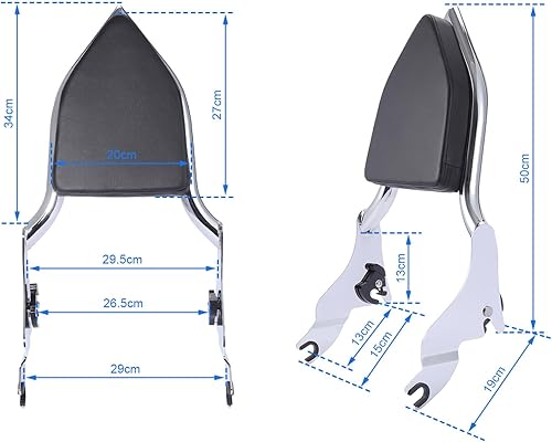 Miniatura 7 de Bravema Respaldo de barra trasera de pasajero para motocicleta, almohadilla de cojín desmontable para respaldo del pasajero trasero para Harley