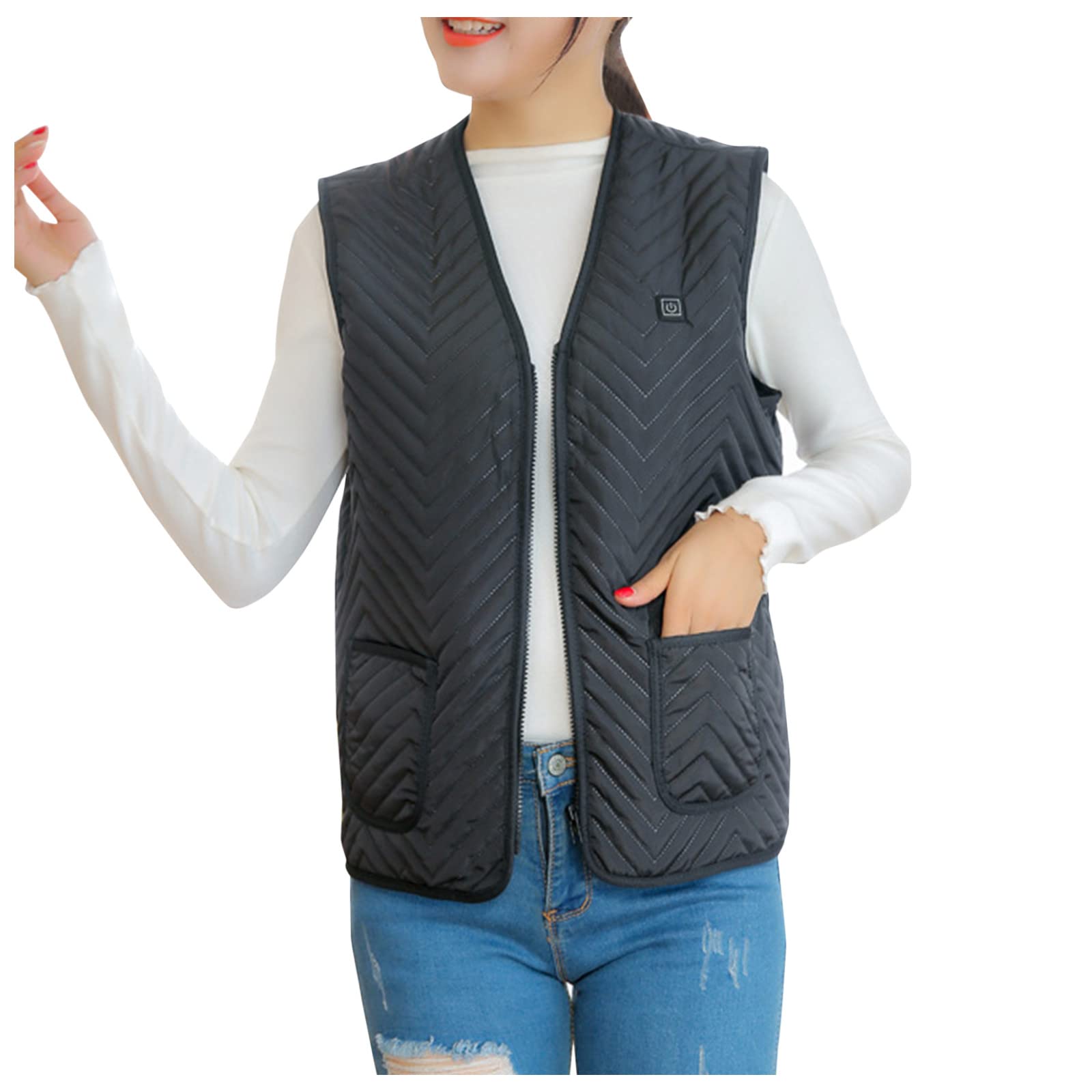 GumiaoWomens Winter Coat Jacket Warm Outwear Sleeveless Coat Floral Print Hooded Pockets Nordic Beach Wrap Jacket