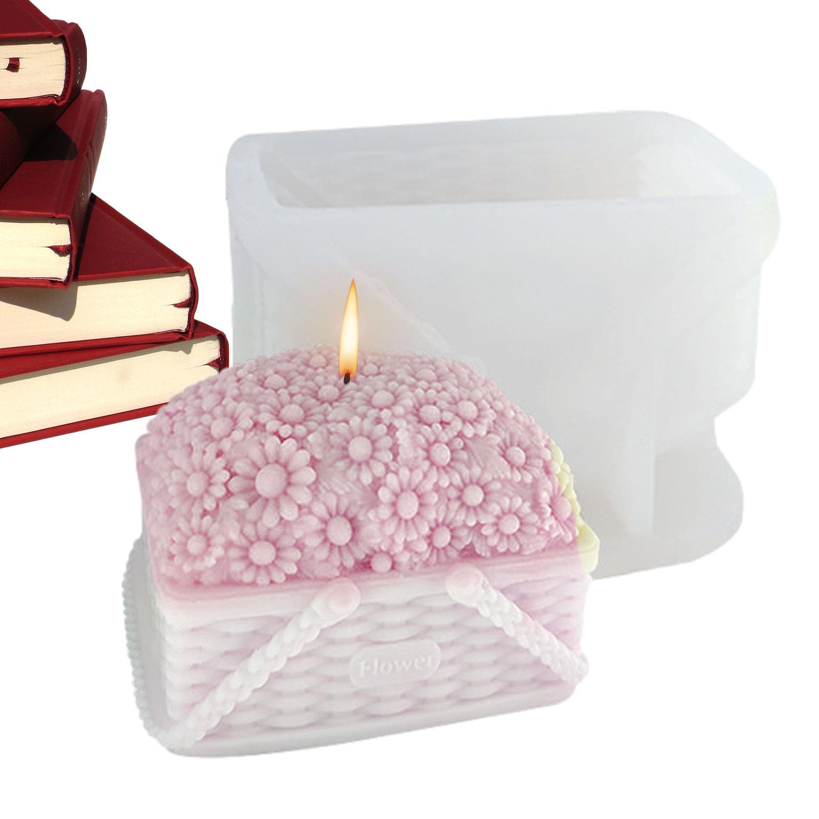 Molde de pastel de flores – Molde multifunción con forma de | cesta de flores – Moldes de arte y manualidades para el hogar para postres, de soja, chocolate, aromaterapia, yeso