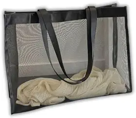 Bolsa Sacola De Praia Feminina Transparente Espaçosa em Nylon Preto, Design Respirável, 40x45CM, Ideal para Praia Piscina e Viagens (Cores sortidas)
