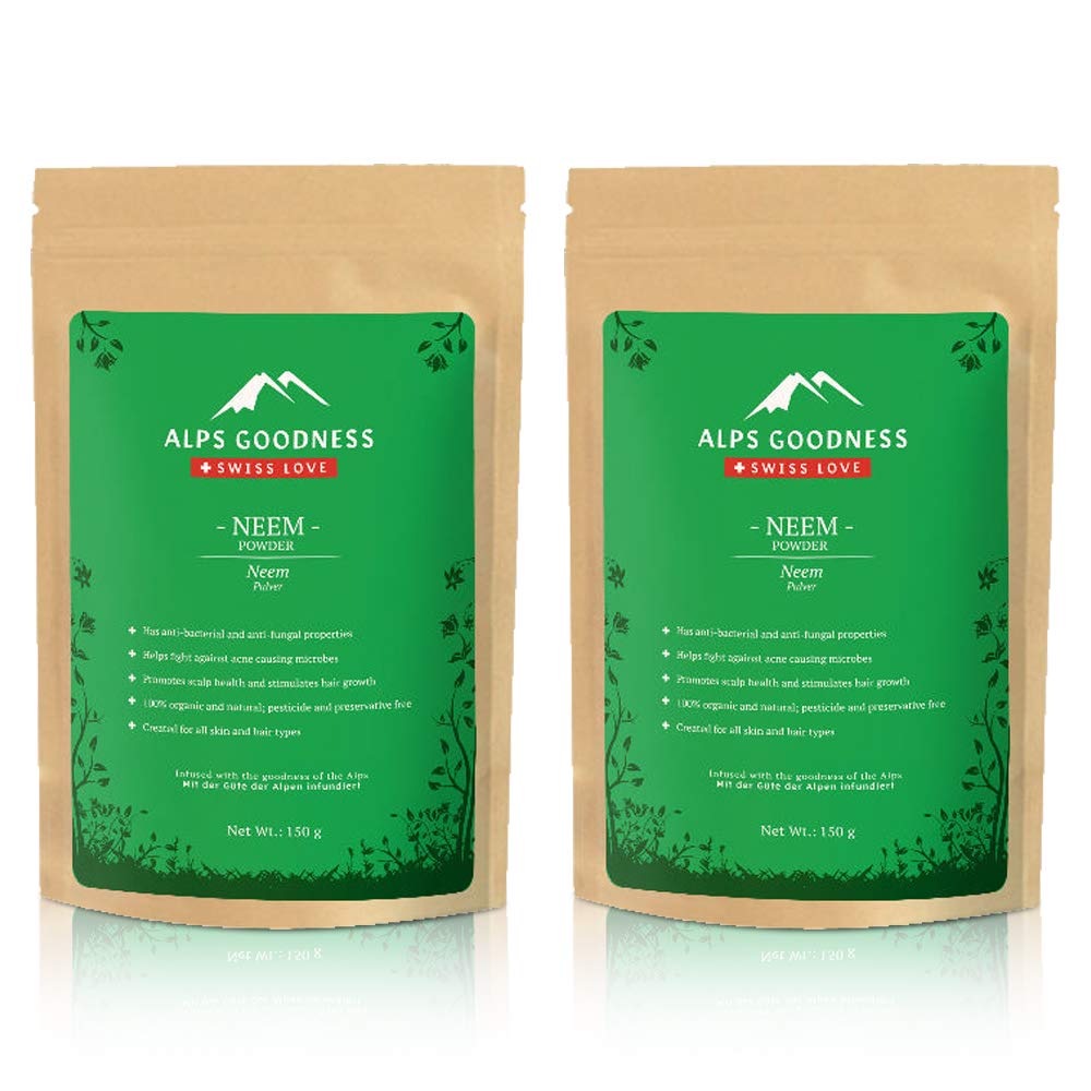 Alps Goodness Neem Powder for Skin & Hair (150 g, Pack of 2) - Helps Reduce Acne and Stimulates Hair Growth - 100% Pure & Natural