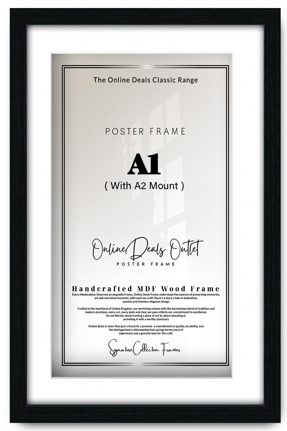Online Deals Outlet White Premium Picture Frames With Mount| Mdf Backing| Shatter-Resistant Perspex Portrait & Landscape Display Frames| Photo Jigsaw Puzzle Frame (A1 Pic Size A2, Black)